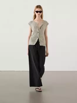 Брюки-Джоггеры из поплина с завязками на резинке Massimo Dutti, черный