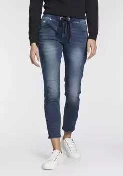 Брюки-джоггеры KangaROOS "7/8 JOGG-DENIM", джинсового цвета, с эластичными манжетами, синий