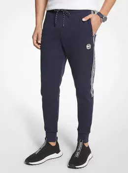 Брюки-джоггеры Michael Kors Logo Tape Cotton Blend, темно-синий