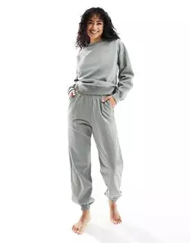 Брюки-джоггеры Pull&bear Graphic Co-ord, серо-зеленый
