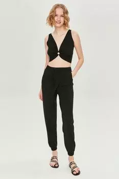 Брюки-джоггеры с эластичной деталью на штанинах JOIN US, черный