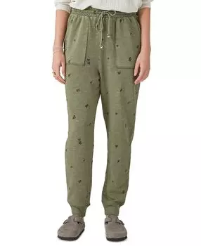 Брюки-джоггеры с цветочной вышивкой изнаночной стороны Lucky Brand, мульти