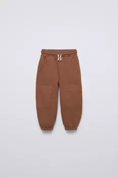 Брюки-джоггеры с карманами ZARA, кирпич