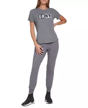 Брюки-джоггеры с логотипом и кулиской с окантовкой по краю DKNY, мульти