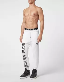 Брюки-джоггеры с принтом Gothic Plein Philipp Plein, белый