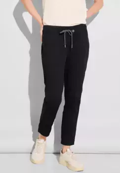 Брюки-джоггеры STREET ONE с эластичным поясом и лентой, черный