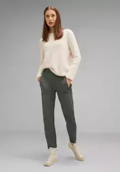 Брюки-джоггеры STREET ONE, средняя талия, зеленый