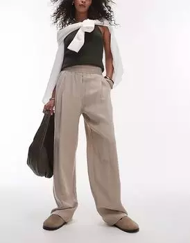 Брюки-джоггеры Topshop с эластичным поясом, песочного цвета