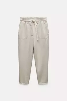 Брюки-джоггеры Zara ZW Collection Pyjama-style, песочный