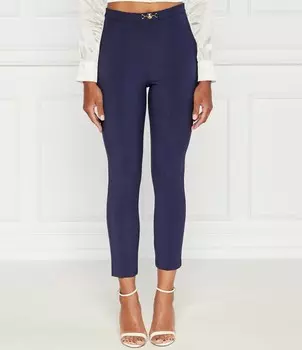 Брюки Elisabetta Franchi a sigaretta Slim Fit high waist, темно-синий