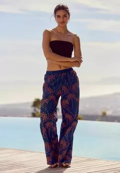 Брюки EMBROIDERED PALM WIDE Next, синий