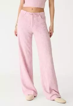 Брюки EMBROIDERED Stradivarius, светло-розовый