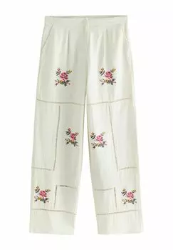 Брюки EMBROIDERED WIDE LEG Next, белый