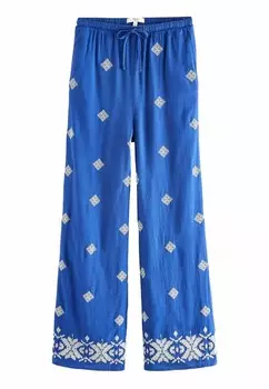 Брюки Embroidered Wide Leg Tall Next, синие