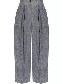 Брюки Emporio Armani из шамбре со складками, синий