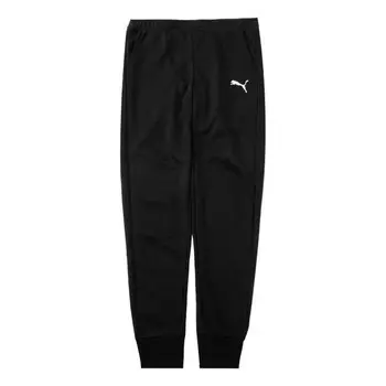 Брюки ess logo pants 'black' Puma, черный