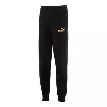 Брюки ess+ tape golden! track pants logo 'black' Puma, черный