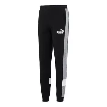 Брюки essentials block sweatpants 'black' Puma, черный
