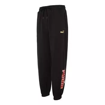 Брюки essentials cny graphic pants 'black' Puma, черный