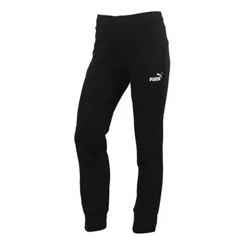 Брюки essentials sweatpants 'black white' Puma, черный