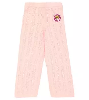 Брюки фактурной вязки teddy bear Moschino Kids, розовый