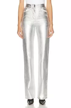 Брюки Ferragamo Metallic Slim Straight, цвет White & Silver