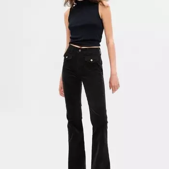 Брюки flare-fit из вельвета Gap, черный