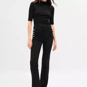 Брюки flare-fit с золотистыми пуговицами Gap, черный