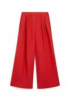 Брюки Flared With Pleated Detail Massimo Dutti, красные