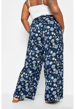 Брюки FLORAL WIDE LEG Yours Clothing, синий