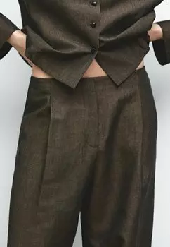 Брюки FLOWING BLEND PLEATED Massimo Dutti, темно-коричневый