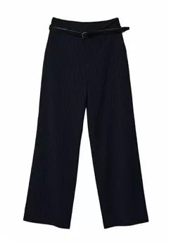 Брюки FLOWING LEG SMART WITH BELT Stradivarius, темно-синий