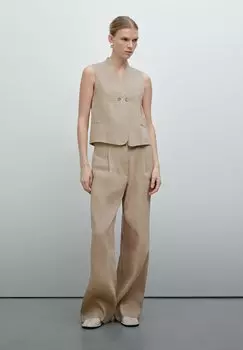 Брюки FLOWING Massimo Dutti, бежевый