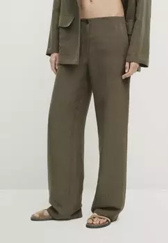 Брюки Flowing Massimo Dutti, хаки