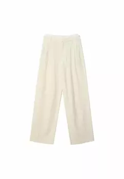 Брюки Flowing With A Contrast Buttoned Style Waistband Stradivarius, камень
