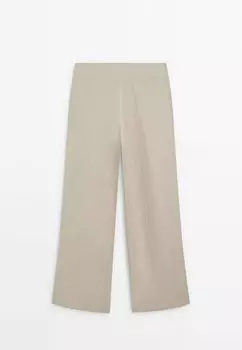 Брюки Flowing With Slit Details Massimo Dutti, бежевые