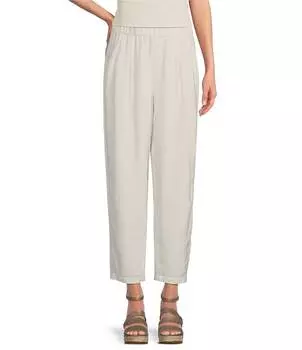 Брюки-фонарики длиной до щиколотки без застежки из шелкового жоржетта Eileen Fisher, слоновая кость