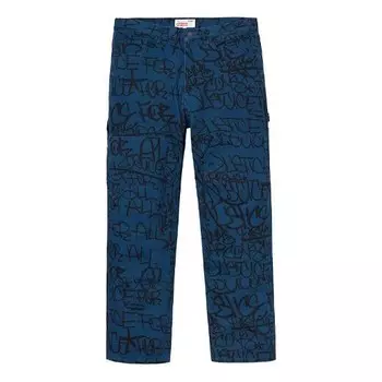 Брюки fw18 comme des garcons shirt canvas painter pant navy Supreme, синий