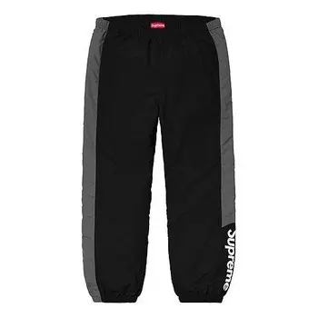 Брюки fw19 side logo track pant logo casual pants black Supreme, черный