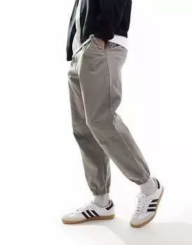 Брюки-галифе Pull&Bear серого цвета с манжетами