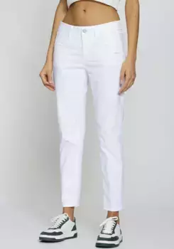 Брюки GANG с 5 карманами "94AMELIE CROPPED", с двойной кокеткой и двойным правым задним карманом, белый