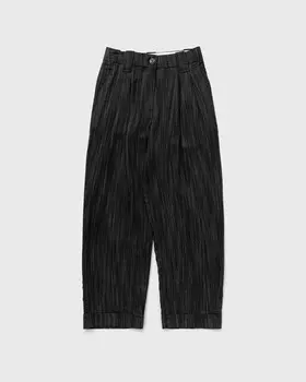 Брюки Ganni Drapey Stripe Suiting Mid Waist Pleat Pants, черный