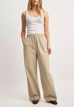Брюки GESTREIFTE MIT TUNNELZUG NA-KD, бежевый