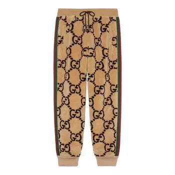 Брюки gg jacquard jogging pant 'beige ebony' Gucci, бежевый