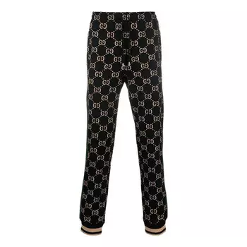 Брюки gg jersey cotton jogging pant 'black camel' Gucci, черный