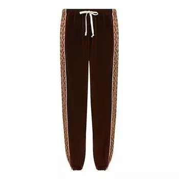 Брюки gg rhombus velvet track pants 'brown' Gucci, коричневый