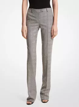 Брюки Glen из эластичной шерсти в клетку с вышивкой Carolyn Michael Kors, белый