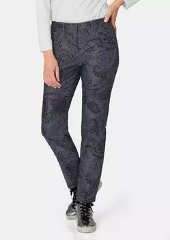 Брюки GOLDNER Druckhose CARLA, цвет jeansblau/grau/gemustert