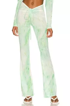 Брюки Good American Mesh Ruched V Boot, цвет Green Marble