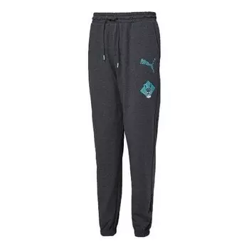 Брюки graphic casual sweatpants 'black blue' Puma, черный
